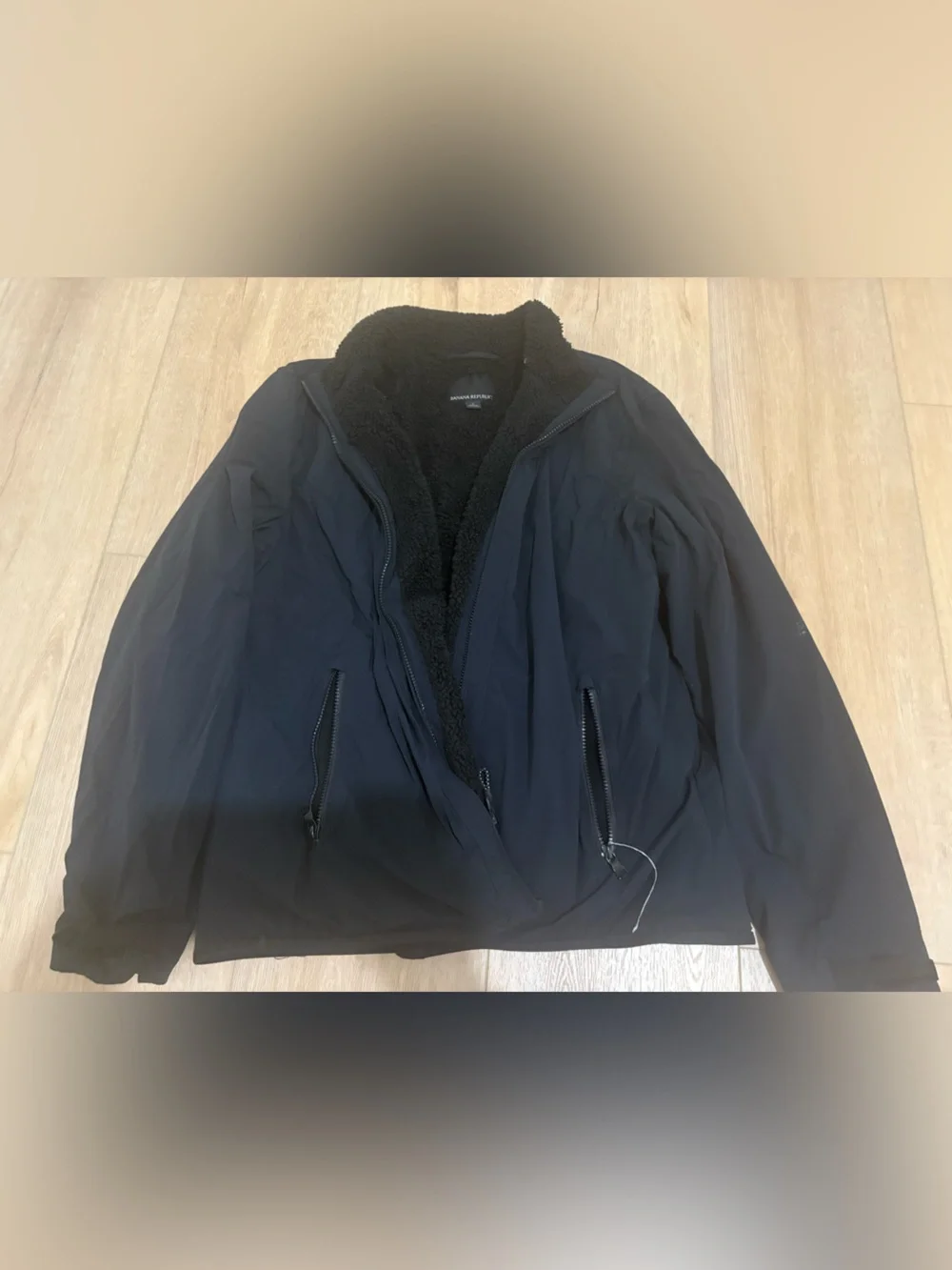 Banana Republic Men's Black Sherpa-Lined Bomber Jacket